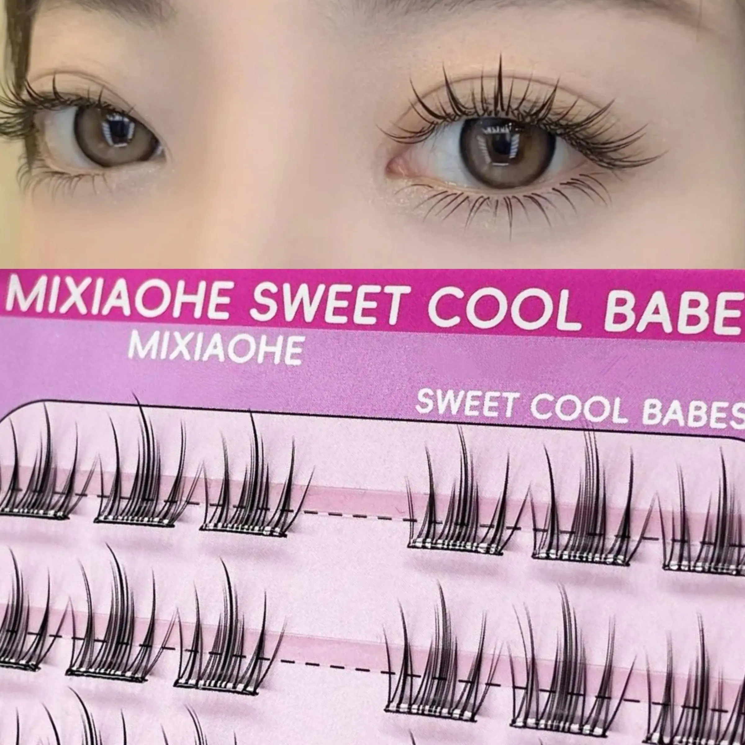 MIXIAOHE DIY Cluster False Eyelashes, 60 Clusters Natural Look with Adhesive Strips, Length 10mm to 13mm for Easy Application, Makeup, Individual Cluster Lash