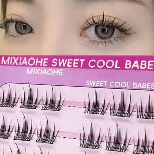 MIXIAOHE DIY Cluster False Eyelashes, 60 Clusters Natural Look with Adhesive Strips, Length 10mm to 13mm for Easy Application