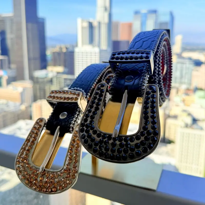 Handmade Rhinestone Cowboy Belt for Men - Sparkling Western  display picture 1