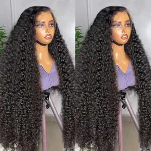 [28" Only for 28$]13x6 13x4 Deep Wave Lace Front Wigs Human Hair 180% Density 38 40Inch Curly Human Hair Wig for Women Natural Black HD Transparent Lace Glueless Frontal Wigs Human Hair Pre Plucked