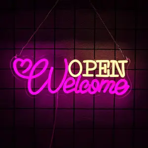 Welcome Open neon Signs for Business, Open Sign for Bar Shop Coffee Salon Hotel Store Walls Window Door Storefront neon sign