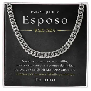 Regalo Para Esposo | Para El Amor De Mi Vida | Cadena de eslabones cubanos collar Gift for Husband | For the Love of My Life | Cuban Link Chain Necklace