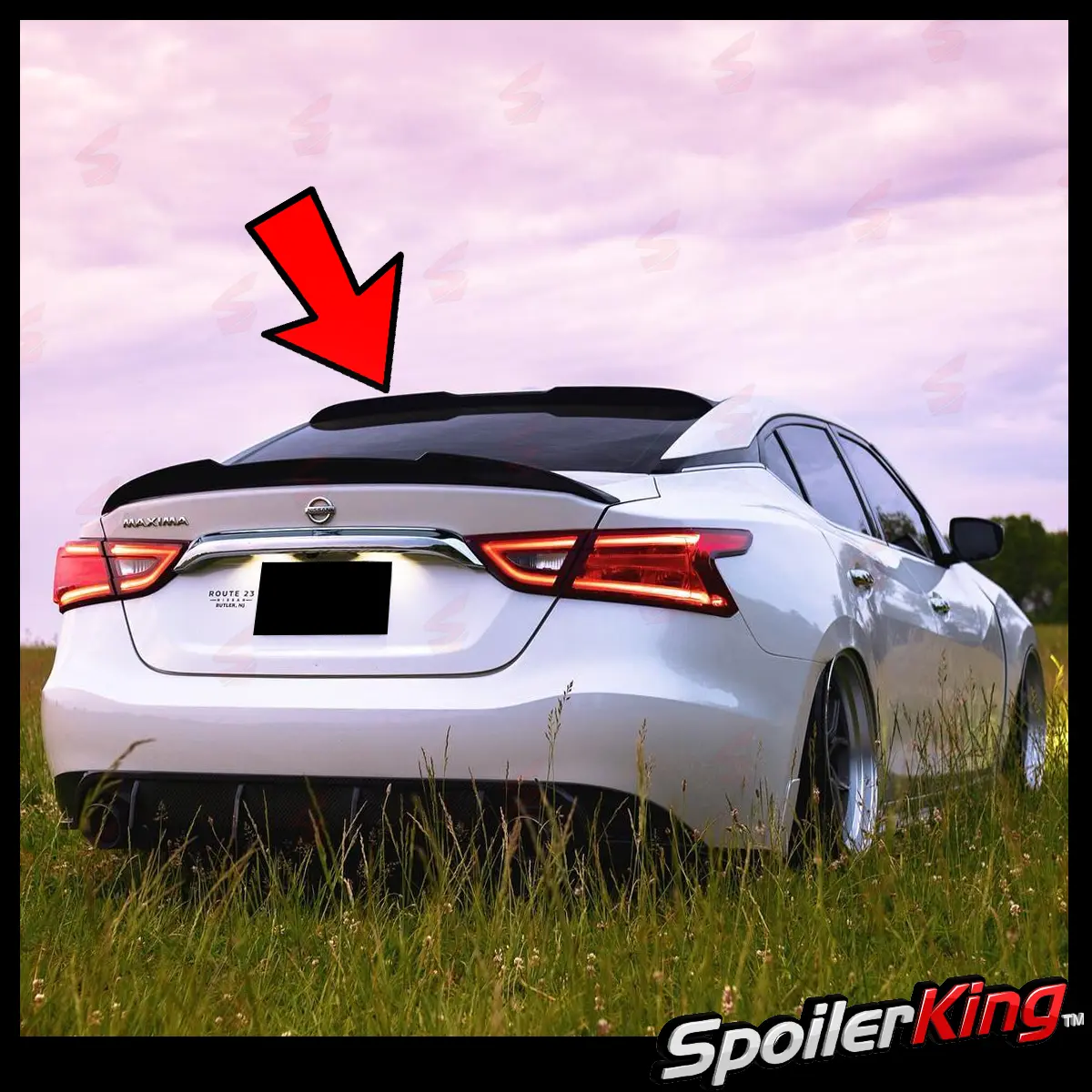 Nissan Maxima 2016-2023 Rear Window Roof Spoiler - XL Center Cut Polyurethane Spoiler, Self Adhesive, Downforce Enhancement, Includes 380RC Adhesive Tape, Requires Flex Paint, Top-Notch Customer Service