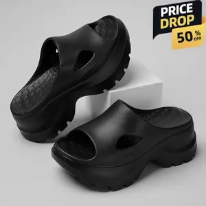 Women's Platform Slippers - Thick Non-Slip Rubber Sole, Hollow Design Sandals |   Breathable Non-Slip Home Shoes, Indoor and Outdoor Casual Shoes, Soft Slippers, Walking Shoes