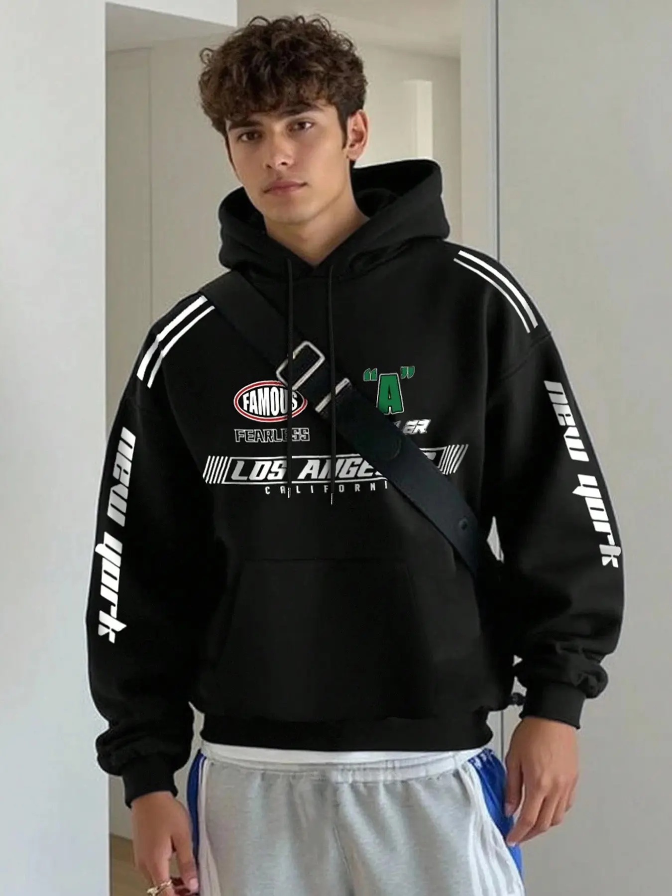 Men's Vintage Racing Hoodie, Casual Fashion Streetwear, Retro Style Pullover Sweatshirt, Trendy Outdoor Wear, Comfortable & Stylish Design, Graphic Print Hoodie