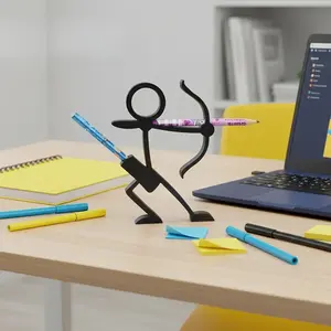 Random Color 3D Printed Simple Line Figure Pen Holder, Pen Cups, Perfect Desk Decor and Stationery for Students, Unique Gift for Christmas & New Year