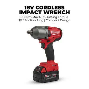 Milwaukee M18 Brushless 1/2" Impact Wrench 900Nm M22 Bolt ,High Power Lithium Impact Wrench,Professional Grommets Hand Tool Set,torque capacity,li-ion battery,high-quality tool