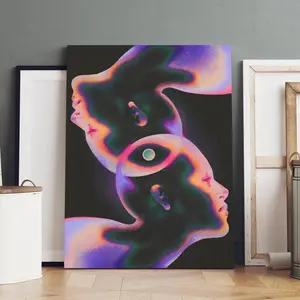 2D-Surreal Iridescent Head Portrait Canvas Painting – Modern Art Fashion Poster Wall Decor for Home, Living Room & Bedroom