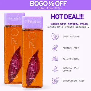 [Buy One, Get One Half Off] Viral Herbalista Onion Biotin & Rosemary Shampoo  (500ml) Each - With Real Onion Pieces -  for All Hair Types - Reduces Thinning & Hair Loss - Promotes Growth & Soft Shine with Real Botanicals