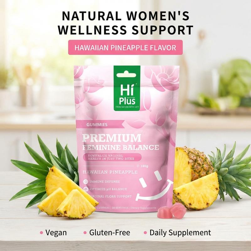 HiPlus Daily Feminine Care Supplement - Pineapple Balance Gummies for Women Intimate & Immune Support