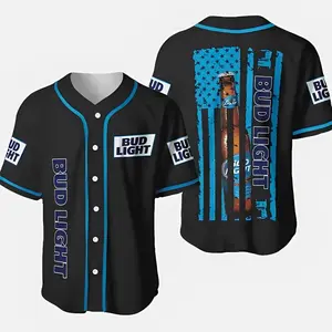 Trendy Bud Light US Black And Blue Flag Unisex Baseball Jerseys, Festival Shirt, Lovely Gift