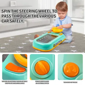 Kids Racing Steering Wheel Toy - Toddler Musical Interactive Driving Simulation Game for Adventure Play
