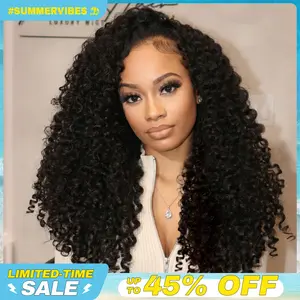 CurlyMe Half Wig Invisible Hairline 250%&300% Density Full Burmese Curly Human Hair Glueless Install Wear Go Half Wig No Lace Seamless Flip Over Wig With Drawstring Beginner Friendly #Summervibes