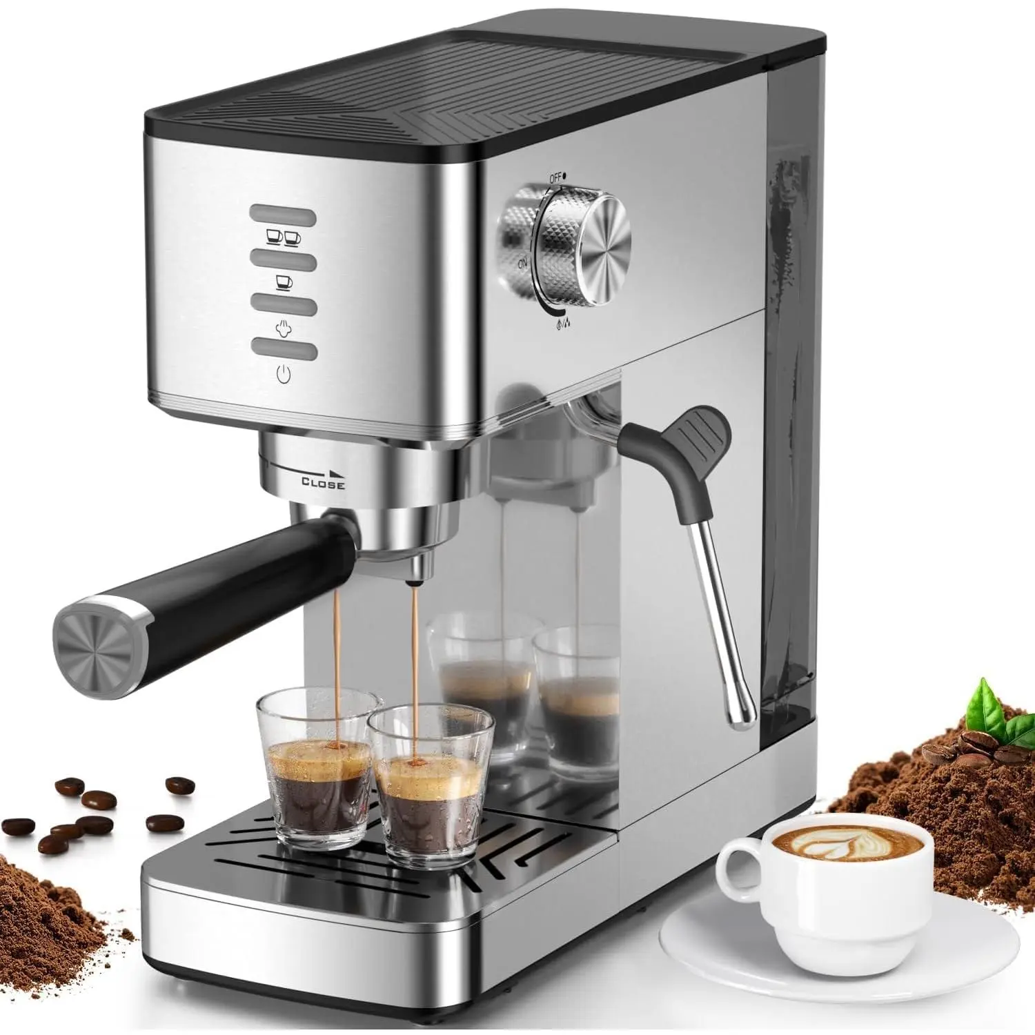 Kismile 20-Bar Semi-Automatic Espresso Machine - At Home Espresso, Rapid Cold Brew, Hot & Iced Coffee Maker, Built-In Steam Wand, Touch Screen, 37oz Water Tank, Ideal for Lattes/Cappuccinos, AC-Powered, Button-Activated, Coffee Lover Gift