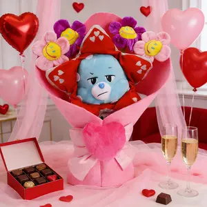 Carnivorous Flower Little Bear Monster Doll Plush Flower Bouquet, Unique Festival Gift and Valentine's Day Decoration