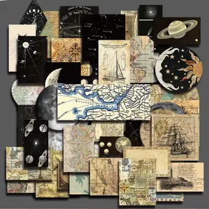 50PCS Vintage World Map Aesthetic Stickers Pack, Retro Geography & Cartography Illustration Vinyl Stickers for Laptop, Water Bottle, Phone Case, Scrapbook, Journal, Planner, DIY Craft Decoration