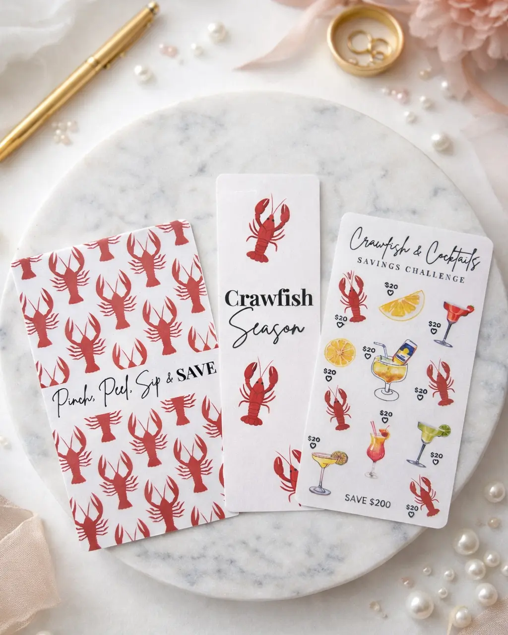A6 Crawfish Savings Challenge Planner Insert Set