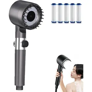 Hard Water Solution: Ion Drops Filtered Shower Head - 2026 NEW High Pressure Handheld with 5 Filters, 59in Hose & Bracket - Soften Skin, Reduce Dry Hair & Clean Your Bathroom Effortlessly filter bead softener