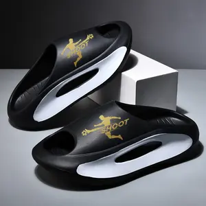 Men’s Soccer Flip Flops - Black Gold Pro Game Edition, Anti-Slip EVA Cushioned Foam Slippers, Breathable Indoor-Outdoor Sports Shoe