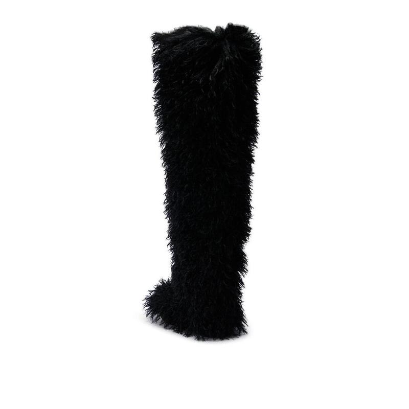 AZALEA WANG TEMPLETON BLACK POODLE FAUX FUR OVER THE KNEE BOOT