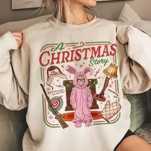 Funny A Christmas Story Sweatshirt, Oh Fudge Shoot Your Eye Out TShirt, Ralphie Pink Bunny Suit Sweater, Funny Holiday Movie Gift