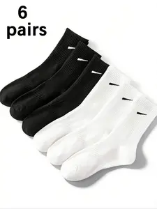 6 Pairs Mid-Calf Socks, Soft Breathable Non-Irritating, Unisex Casual Sports, All-Season Wear, Pressure-Free Comfort