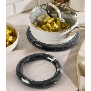 Elborse Marble Trivets for Dining Table Set of 2 Handmade White Pot Holders for Kitchen Decor and Countertop Accessories - Stone Trivet for Hot Dishes, Hot Plate and Hot Pot