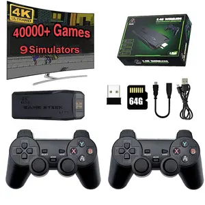 M8 game console with built-in 40000+64GB two player wireless controller, 2.4G joystick, 4K HD PS1 GBA video, children's Christmas gift