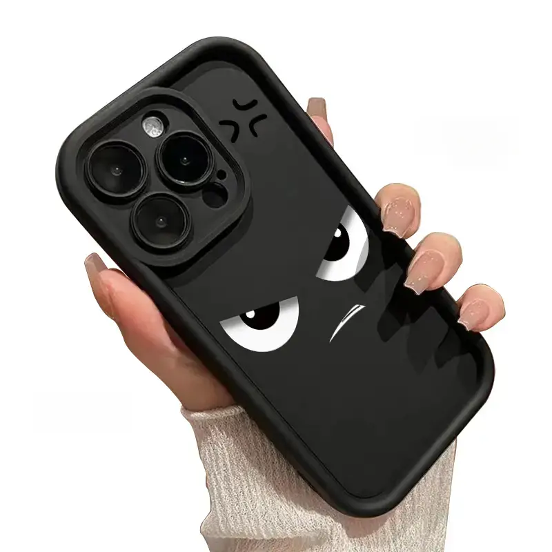 Silicone TPU Protective Case for iPhone 17/16/15/14/13/12/11 Series (Pro, Pro Max, Standard), Military-Grade Drop & Shock Protection, Trendy Angry Gaze Design, Soft Durable Smartphone Accessory