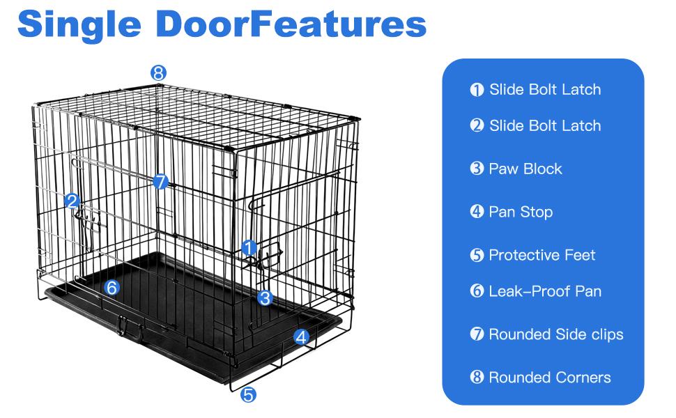 Homes for Pets 30-Inch Single Door Folding Dog Crate – Heavy-Duty Metal Kennel with Divider, Leak-Proof Tray & Secure Lock for Medium Dogs 21–40 lbs