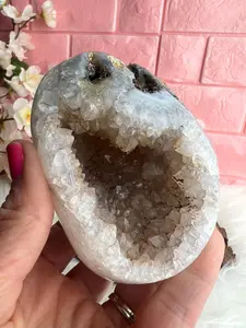 Druzy Amethyst Agate Geode Half