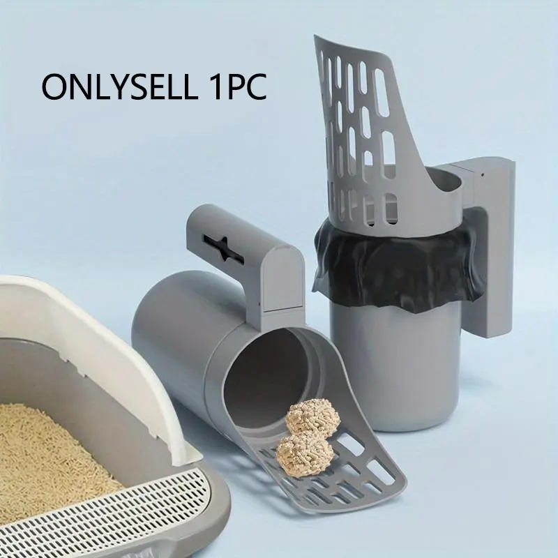 Portable All-In-One Cat Litter Scoop with Built-In Trash Bags, Litter Tray, Litter Box, Automatic Poop Cleaner Tool Kit, Essential for Cat Care and Hygiene, Litter Box Scooper