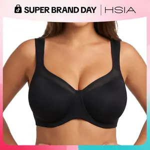 HSIA Alina Breathable Unlined Full Coverage Underwire Bra Plus Size Supportive Adjustable Multiway Convertible Strap Comfort Fit T-Shirt Style