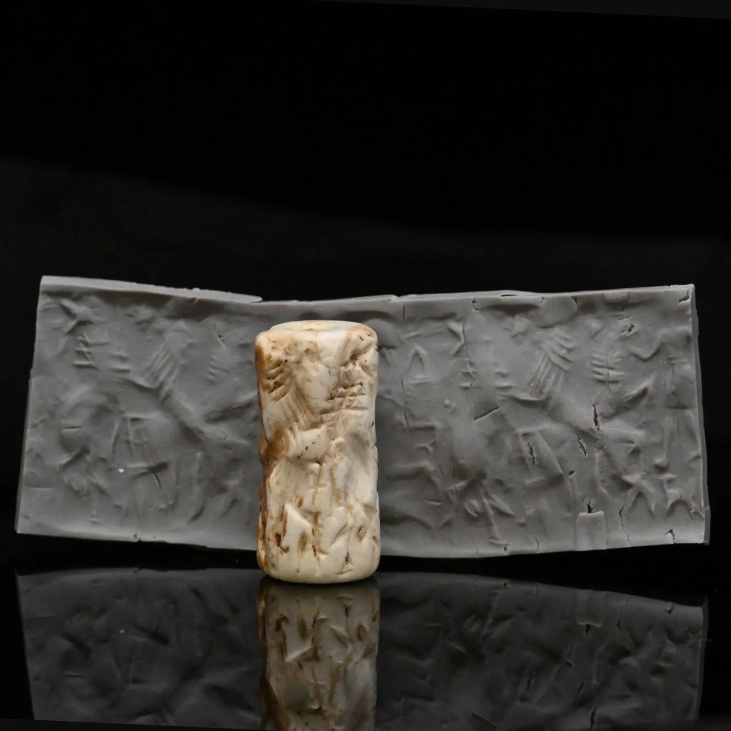 A large Sumerian Marble Cylinder Seal, Early Dynastic I- III, ca. 2700 - 2400 BCE