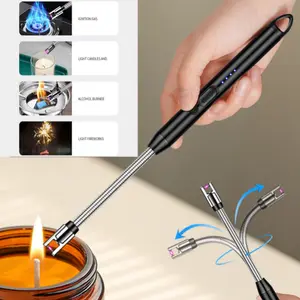 Flameless Plasma Electric Arc Lighter - 360° Rotatable USB Rechargeable Compact Metal Alloy Windproof Igniter with Flexible Arm, Portable for Indoor Cooking, Outdoor Grill Use, Outdoors