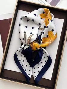 Luxurious Silk Scarf for Women, Elegant Floral Print, Summer Accessory, Perfect for Dresses, Beach, and Vacation