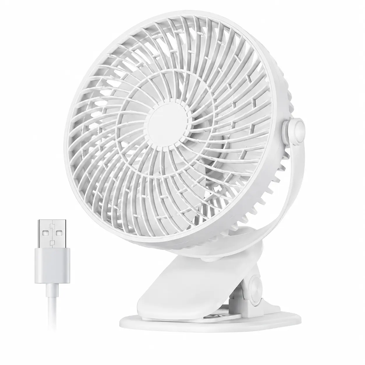 USB Desk Clip-On Fan 6", Portable Mini Air Circulator, Rechargeable Personal Cooling Fan for Camping, Stroller, Office, Home & Travel