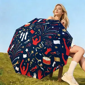 Party Decoration Grid Pattern Umbrella, Automatic Folding & Sunshade Function, Durable Eight-Bone Outdoor Use, Great Holiday Gift