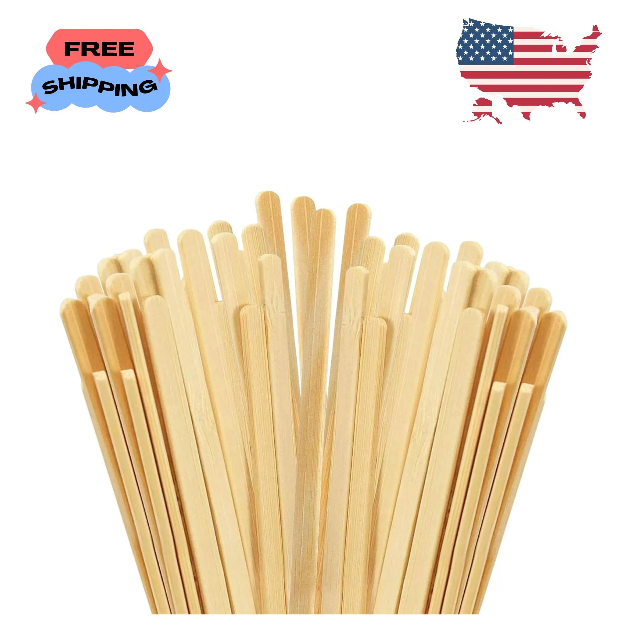 100pcs Wood Coffee Stirrer Sticks, 5.5 Inch Wooden Swizzle Stick Beverage Mixer
