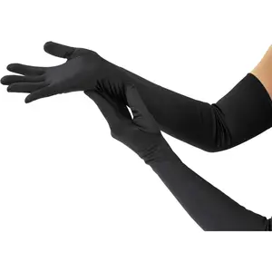 Long Black Opera Gloves for Women, 1920s Satin Stretchy Elbow Length Party Gloves Costumes Bridal, 20inch