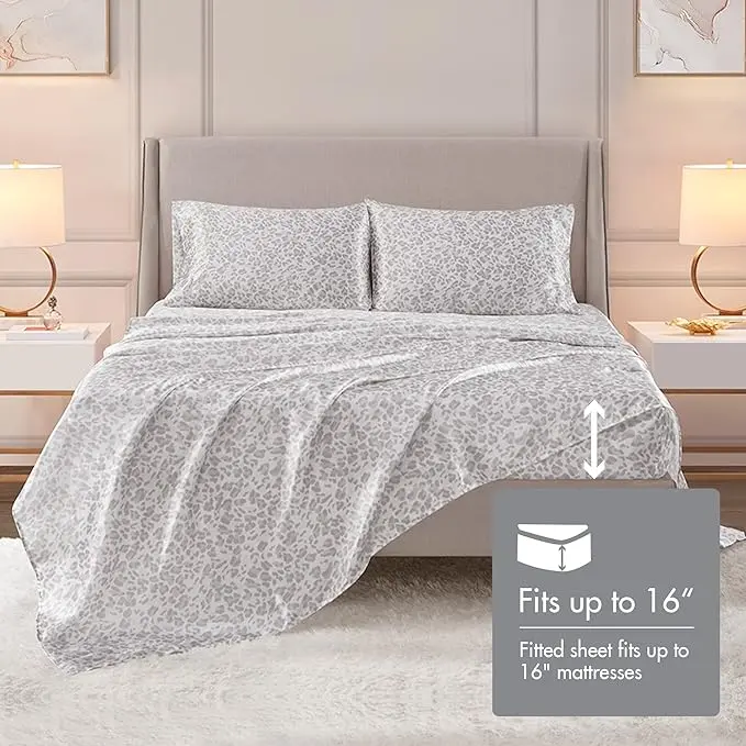 Madison Park Essentials Satin Sheet Set Luxury and Silky with Natural Sheen,  All Around Elastic-Year-Round Bedding