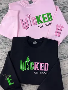Wicked Change For Good Glitter Embroidered Sweatshirt, Elphaba & Glinda Embroidery On Sleeve Hoodie, Wicked Musical Movie Fan Halloween Gift lo