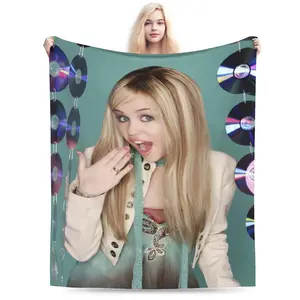 1 Hannah Montana character print flannel blanket, soft and durable, suitable for living room, bed or travel,a unique gift for fans or family,size60*50 Lightweight Flannel Snacks Throw Blanket