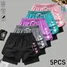 Set of 5 women’s casual fashion shorts featuring drawstring and elastic waistband, adjustable; suitable for outdoor sports, travel/vacations, and home wear—summer women’s shorts. women