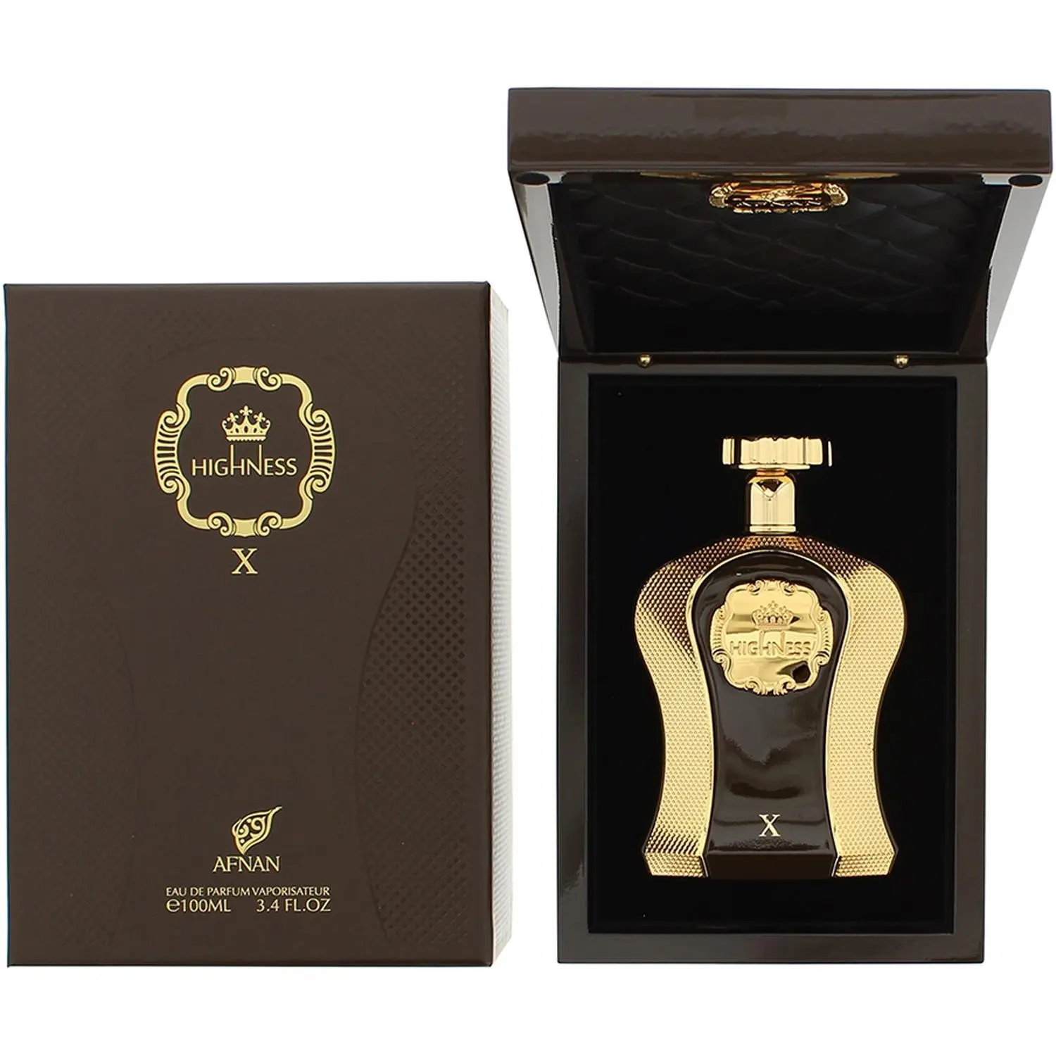 Afnan Highness X Brown Eau de Parfum Spray Unisex for Women & Men, 3.4 fl oz - Warm Spicy, Amber, Woody, Vanilla, Musk & Aromatic Fragrance for Everyday Wear, Evening, Date Night, Parties, Celebrations, Travel & Special Occasions