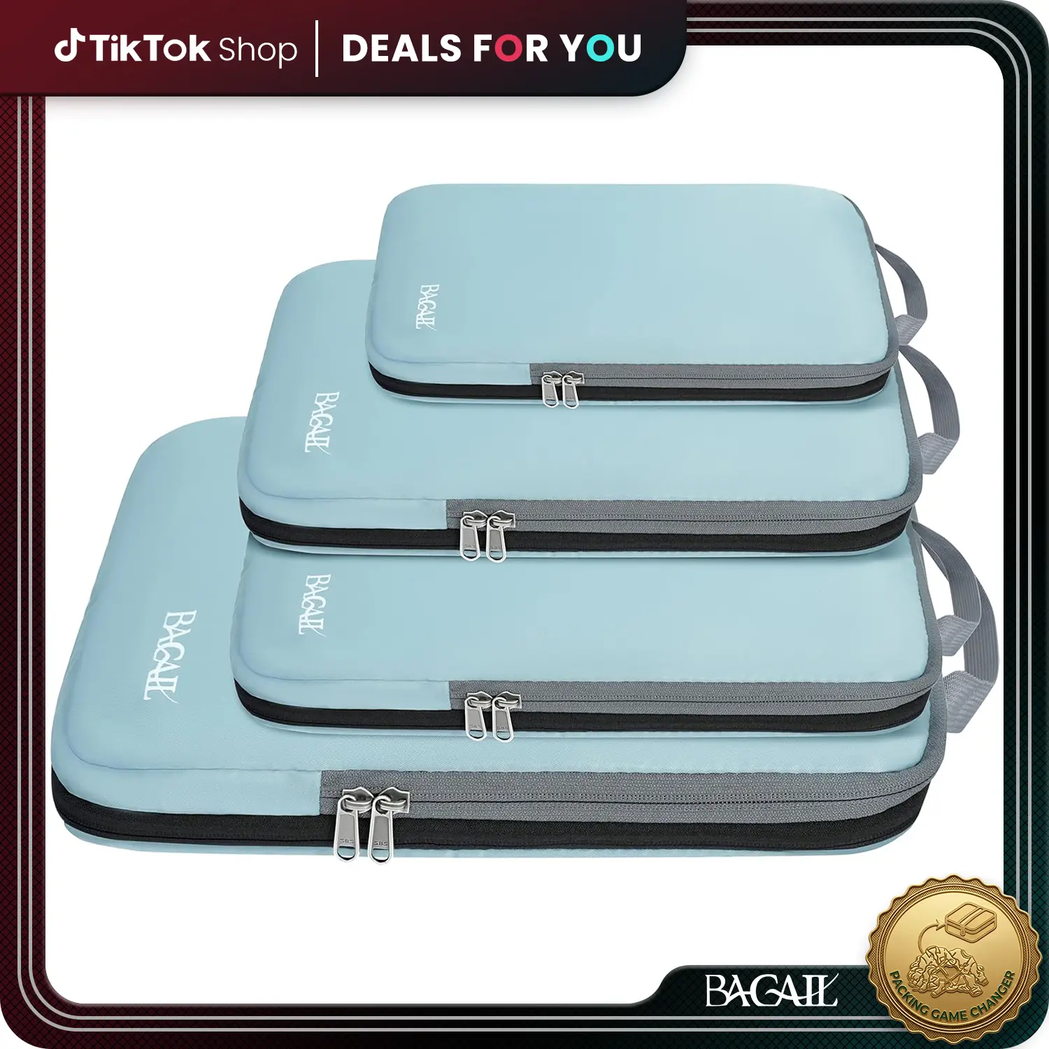 【SummerVibes】Bagail 4 Set Compression Packing Cubes  Pack 40% More & Stay Organized!  Travel Essentials Must-Have,summerwins