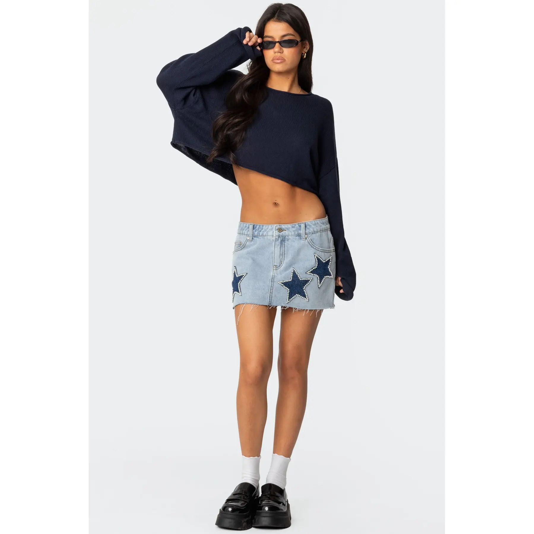 Shining Star Denim Mini Skirt