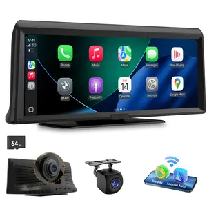 【HiEHA】2026 8.14" Wireless CarPlay Touch Screen Dash Cam, 2K Front & 1080P Backup Camera, Android Auto/Bluetooth/GPS/Mirror Link, Universal Car Stereo Receiver Dashcam HD