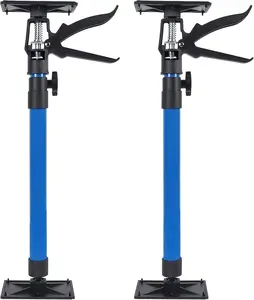 Third Hand Tool, Adjustable Support Pole, 3rd Hand Support System, Steel Support Rod for Cabinet Jacks Cargo Bars Drywall Support, Extends from 20 Inch to 45 Inch, 2 Pack, Blue