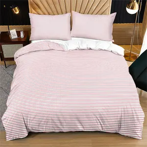 3-Piece Bedding Set with Zipper Closure, Soft & Skin-Friendly Fabric, Ideal for Family Comfort, Multi-Color Striped Design, Soft Bedding Sets